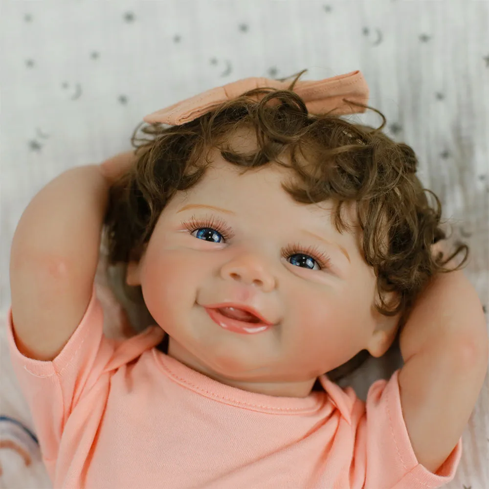 19 بوصة كامل الجسم سيليكون الفينيل تولد من جديد دمية Vivienne واقعية لمسة ناعمة اليد الجذور الشعر ثلاثية الأبعاد الجلد عالية الجودة هدايا عيد الميلاد