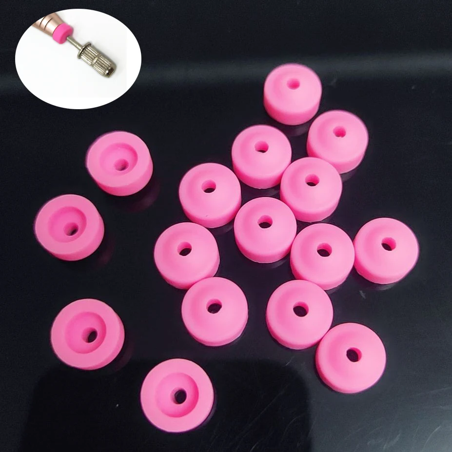 5/10/20/50 stuks nagelboor plastic bescherming roze doppen gebruikt op 3/32" nagelboren elektrische accessoires nagelgereedschap voorkomen stof