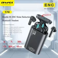 Awei Ipipoo T70 Bluetooth 5.3 Earphone Wireless Headphones Touch Electric Lifting Headset Sports ENC TWS Earbuds With Mic 800mah