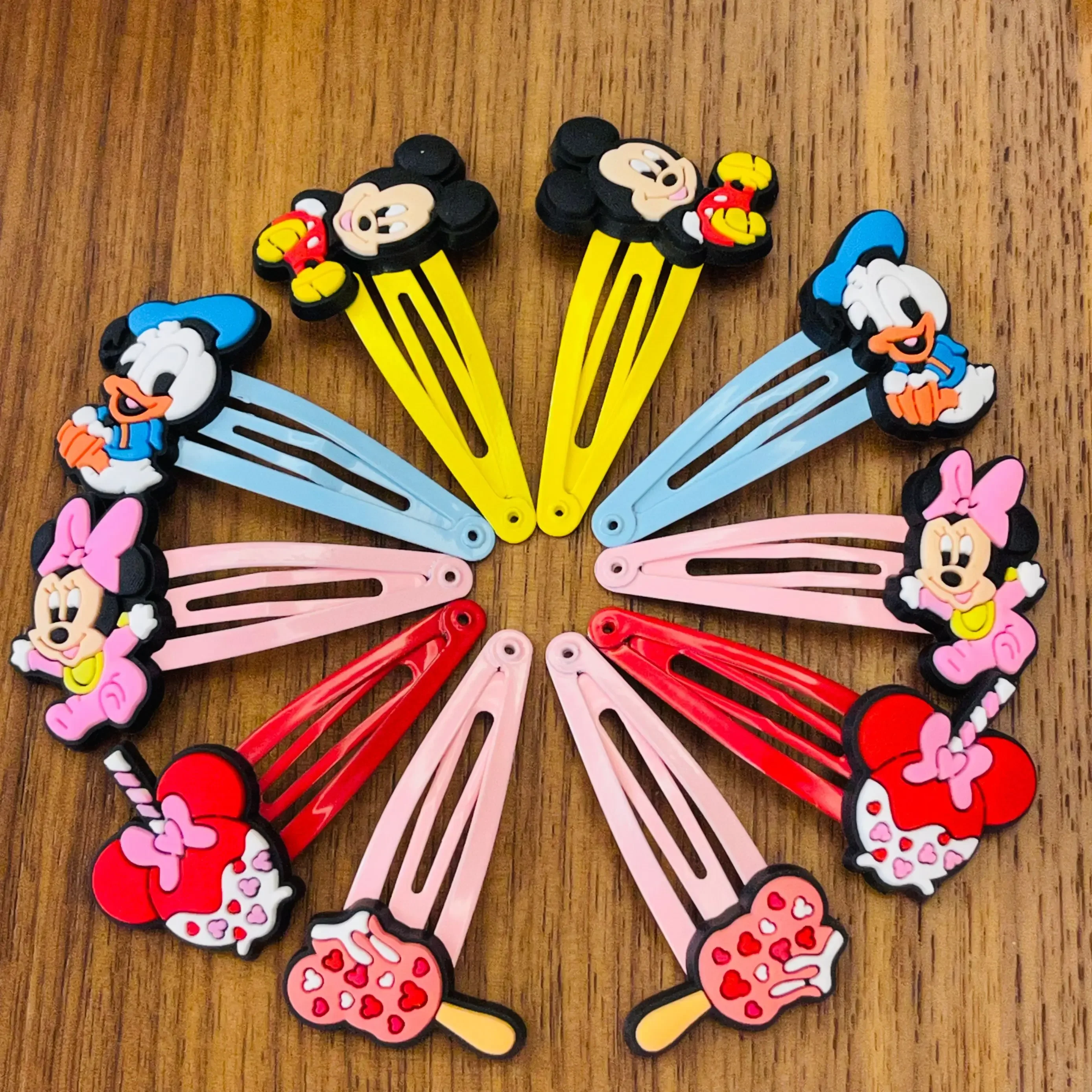 10Pcs Cartoon Princess Mickey Minnie BB Hair Clips Kids Hairpins Girls Hair Accessories Bobby Pin Barrette Party Gift Headwear