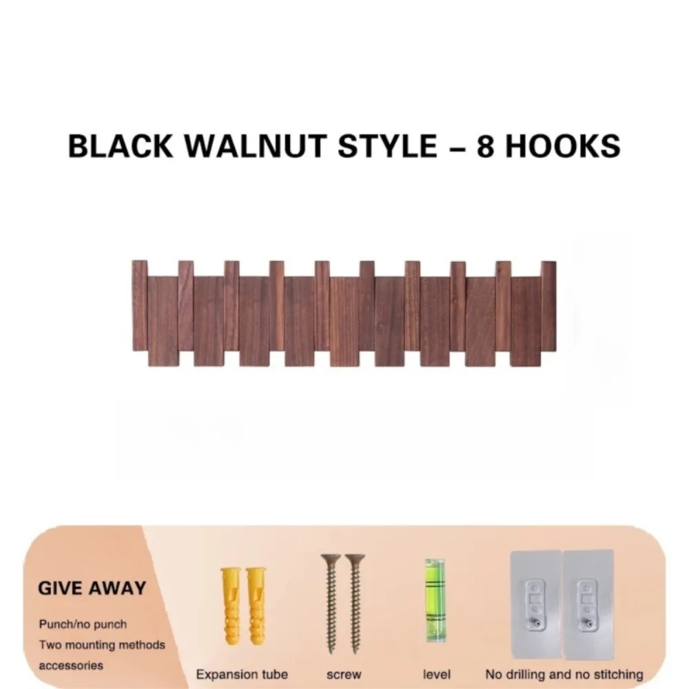 Creatieve wandgemonteerde houten kapstokken Pianosleutelvormige kunst Toegangsdeur Veranda Ophanghaak met 8 haken Kledinghaak Home Decor