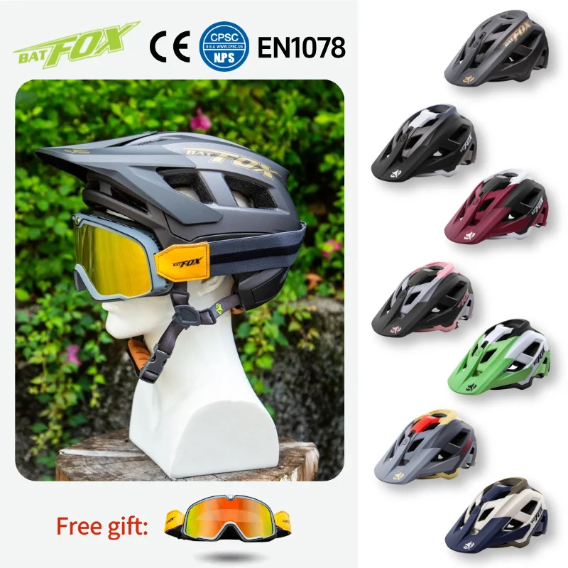 

BATFOX Adjustable Bike Helmet with Goggles Men Women Lightweight Professional Speed Cycling Safety Off-Road MTB Bicycle helmets