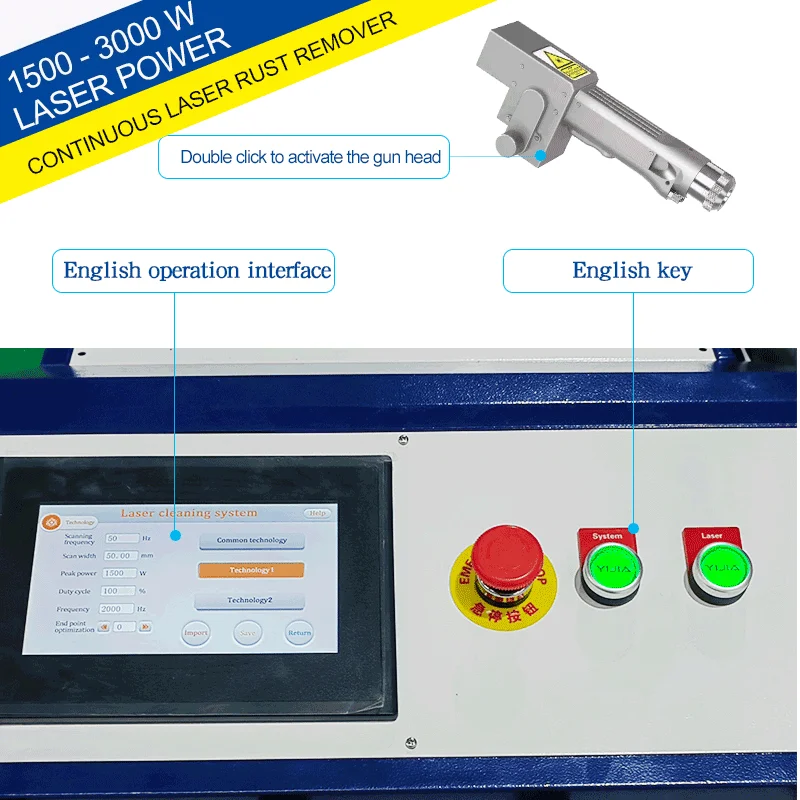 High Power 3000w 2000w Continuous Water Cooling Laser Cleaning Machine for Metal Oil Paint Rust Removal Car Paint Laser Cleaner