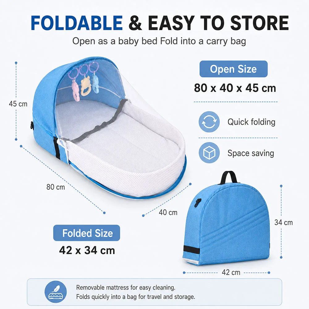 Bionic Enclosed Portable Baby Travel Crib Baby Bed for Newborn with Baby Bed Net Foldable Infant Cot Nest for Home Outdoor Use