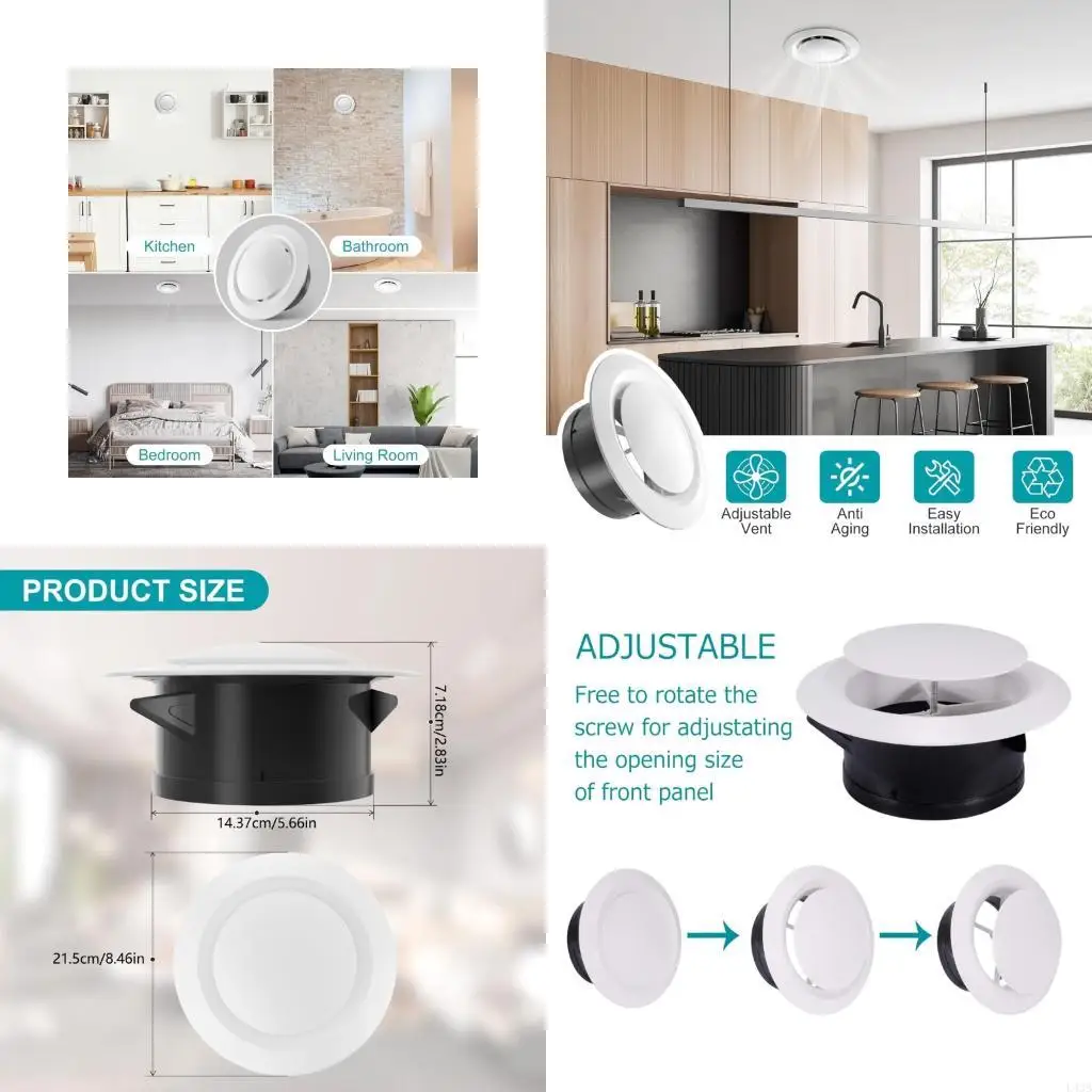 

Exhaust Vent Ducting Ventilation Grilles Adjustable Ducting Ventilation Cover for Home Kitchen Bathroom Household L43B
