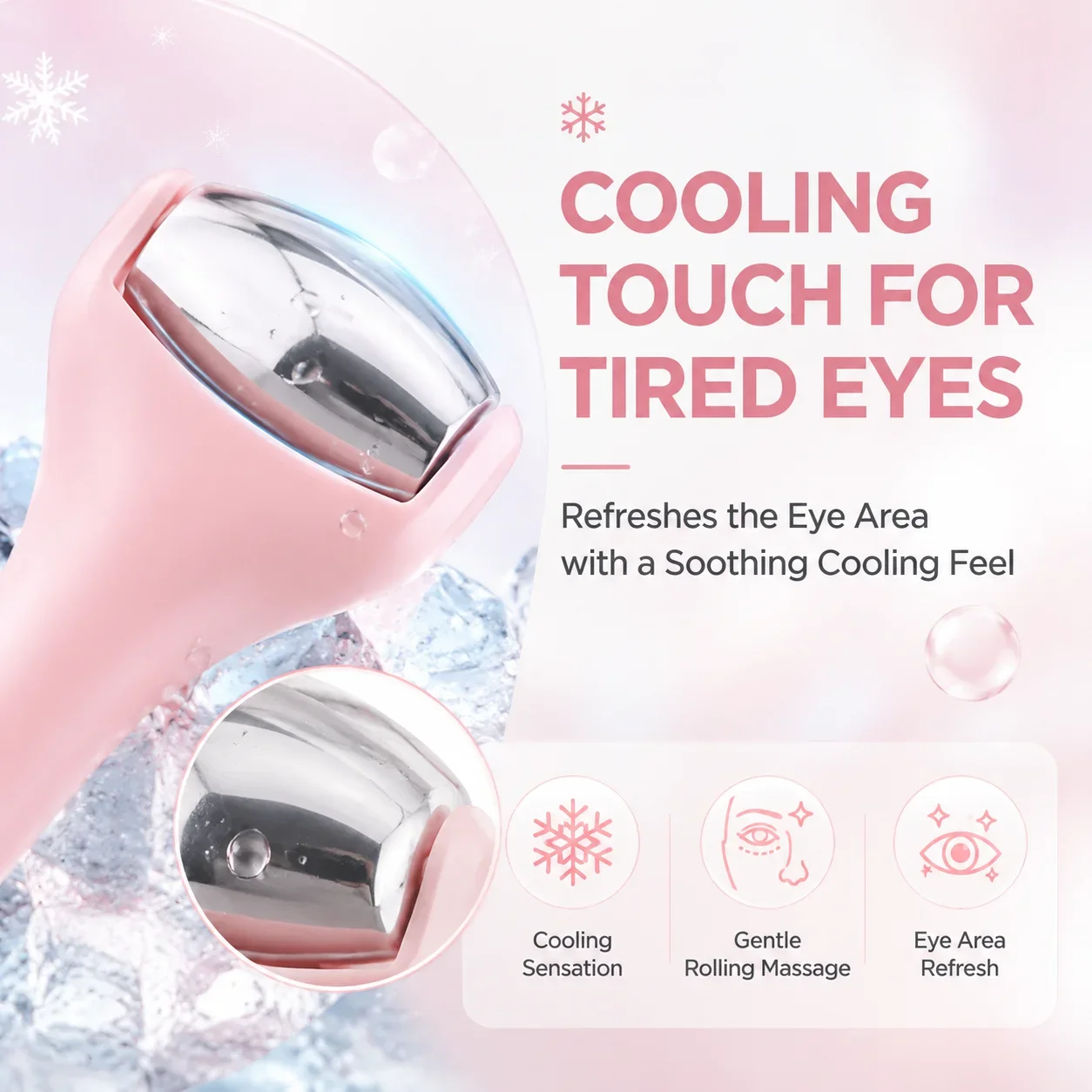 Ooling Stainless Steel Eye Roller Mini Ice Face Roller Gentle Eye Massage Tool Portable Skin Care Beauty Instrument