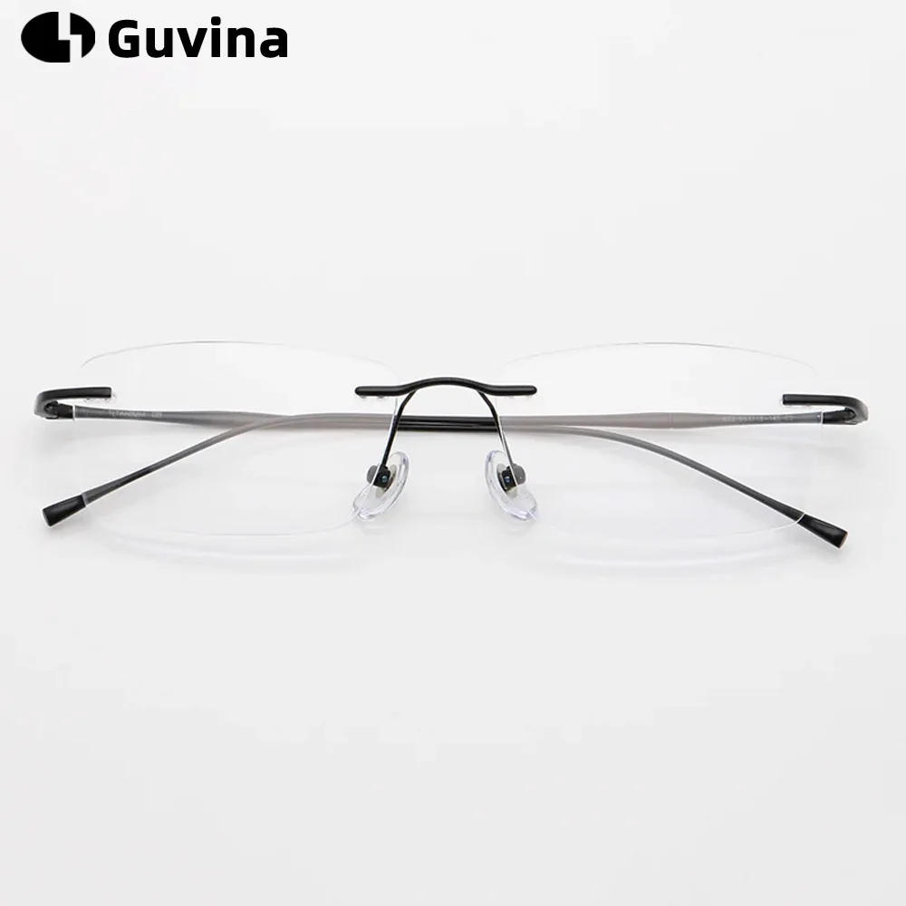 

New Fashion Pure Titanium Glasses Frame Men New Women Rimless Prescription Square Eyeglasses Myopia Optical Korean Eyewear