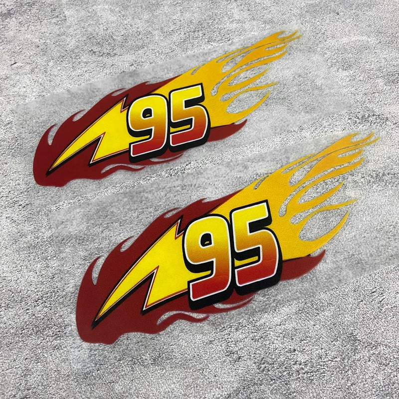 1PC/2PCS Flame Number 95 Motorcycle Stickers Sunscreen DIY Motorbike Fuel Tank Vinyl Decals Electric Scooter Durable Decoration image 4