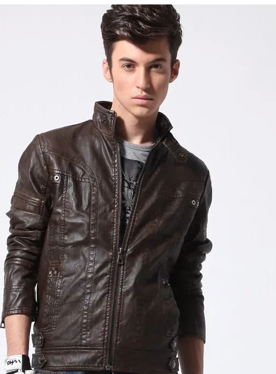 Hot Sale Motorcycle Cavalier Jacket S. Gentlemen PU Leather Outerwear Coat 2