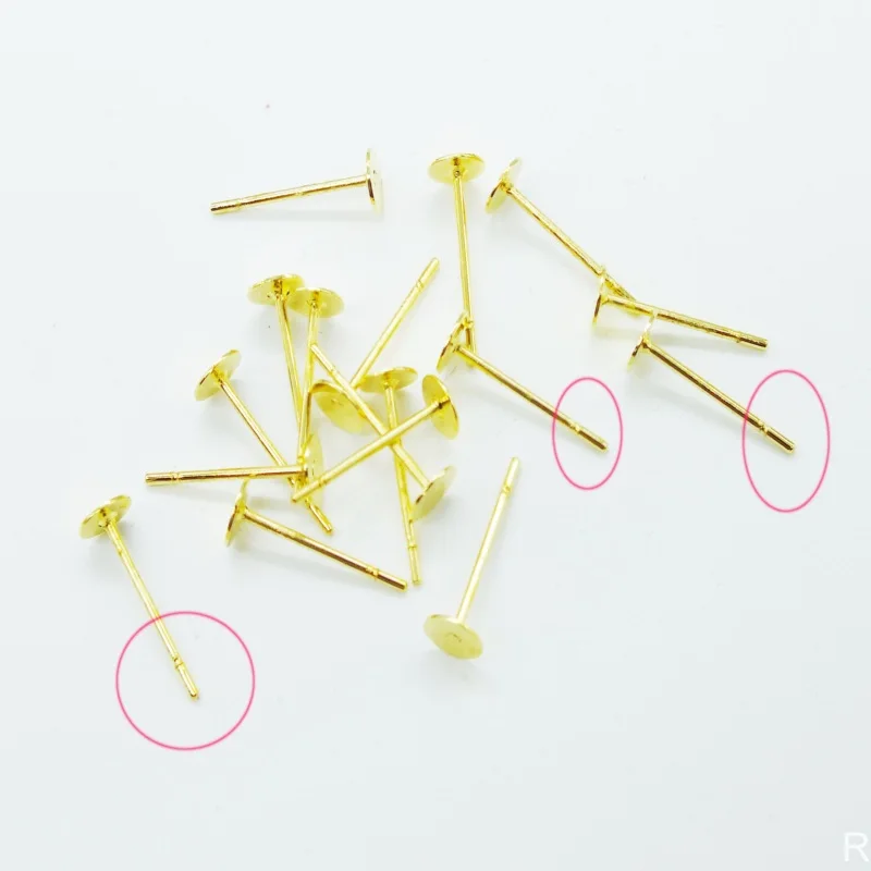 

Wholesales Bulk High quality 1000pcs/lot Gold Plated Earring Stud With 6mm Flat Base Jewelry Findings