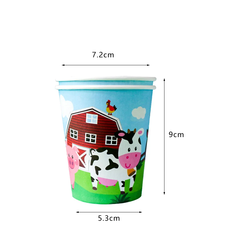 10/30/50Pcs Pappteller Kuh Pferde Schweine Bauernhof Tier Geformt Einweg Teller Tassen Scheunenhof Tier Thema geburtstag Party Liefert – Detail 7