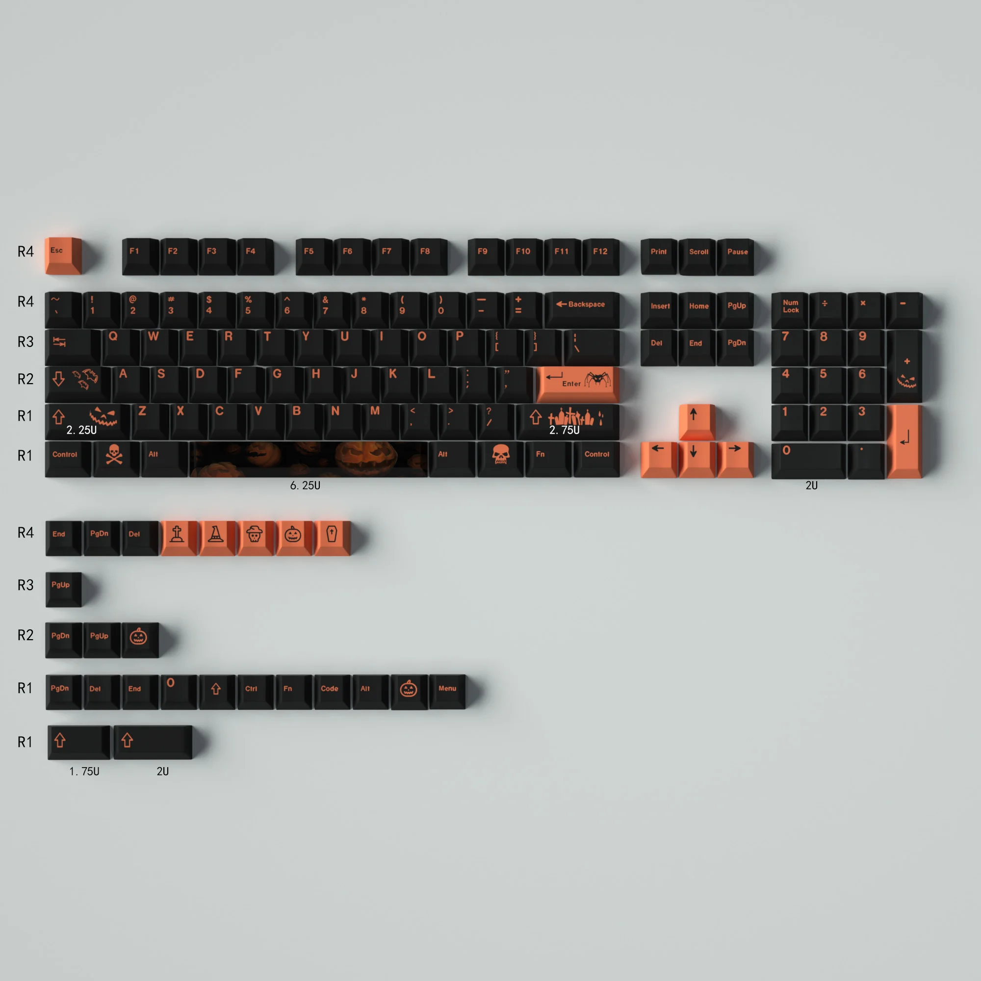 

Halloween keycaps black PBT thermal sublimation complete set, original factory height compatible mechanical keyboards