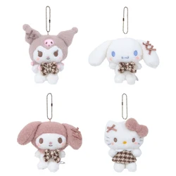 12cm Sanrio Plush Stuffed Toys Cartoon Anime Figure Kuromi My Melody Cinnamoroll Cute Dolls Keychain Pendant Baby Birthday Gifts