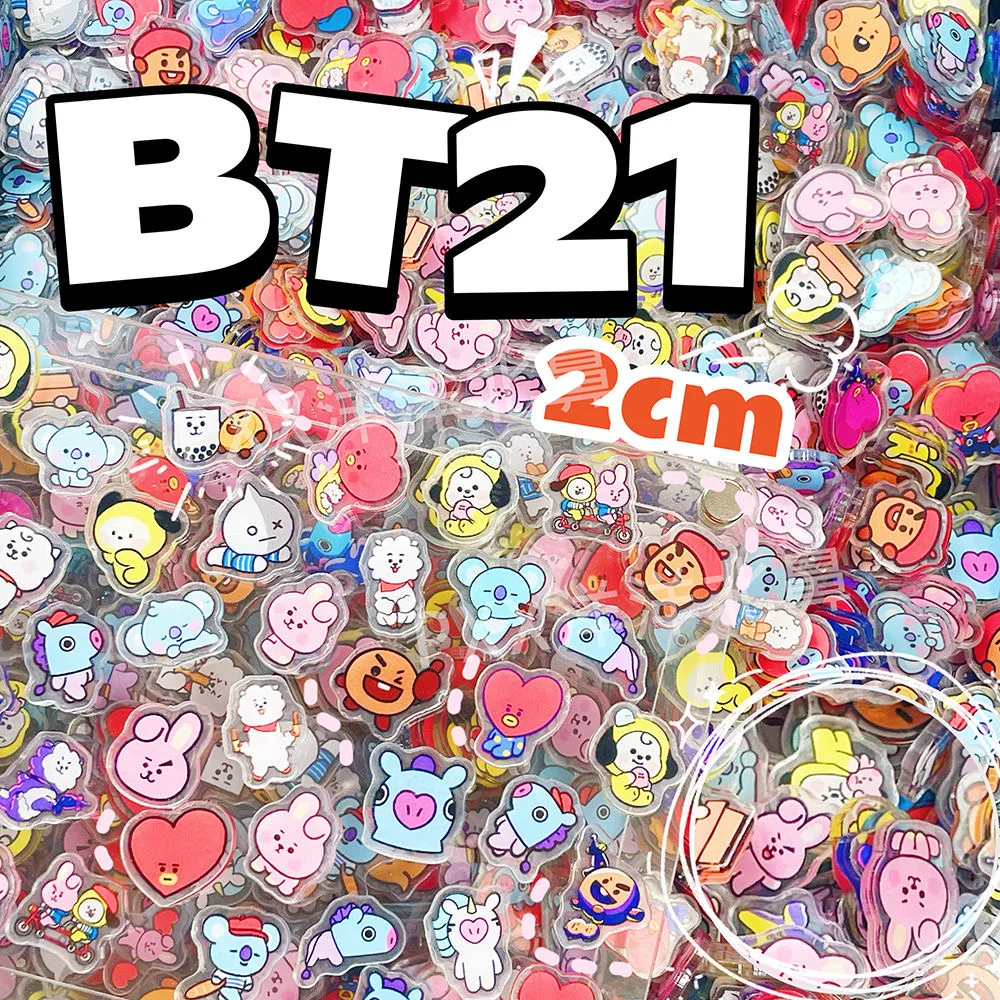BT21 800-piece 1/2cm mini exquisite acrylic sheets, DIY fridge magnets, phone case materials, anime cartoon gifts and toys