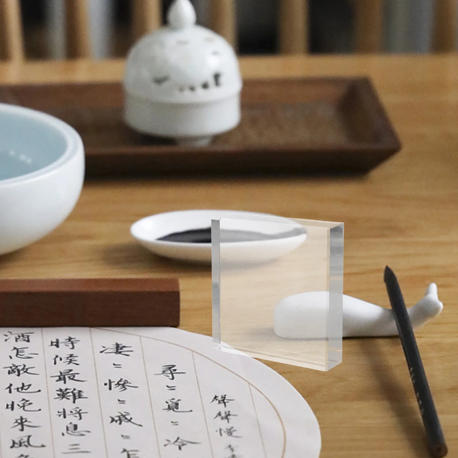 

Decorative Paper Glasses Office Paperweight Blocks for Crafts Home Clear Square Crystal