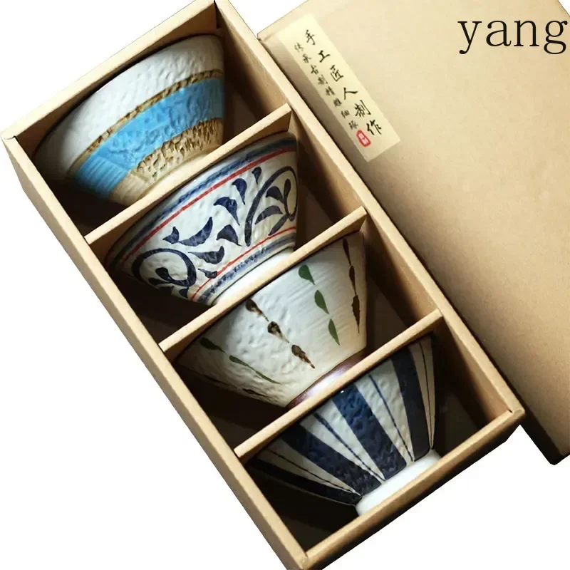 Hand-painted rice bowl Japanese-style ceramic soup bowl practical gift holiday birthday gift ceramic tableware set