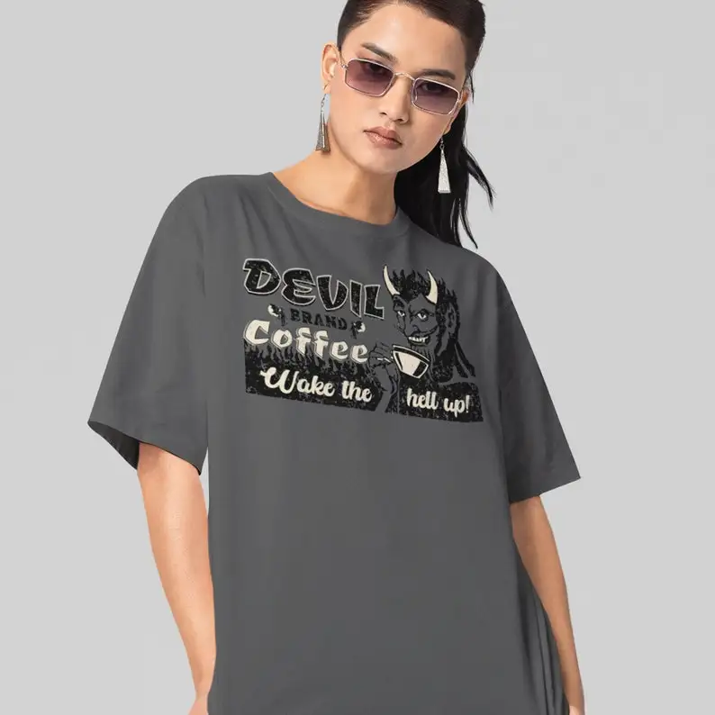 Retro Devil Brand Coffee T-Shirt, Coffee Lovers T Shirt, Great Gift for Coffee Lovers, Unisex Comfort Colors