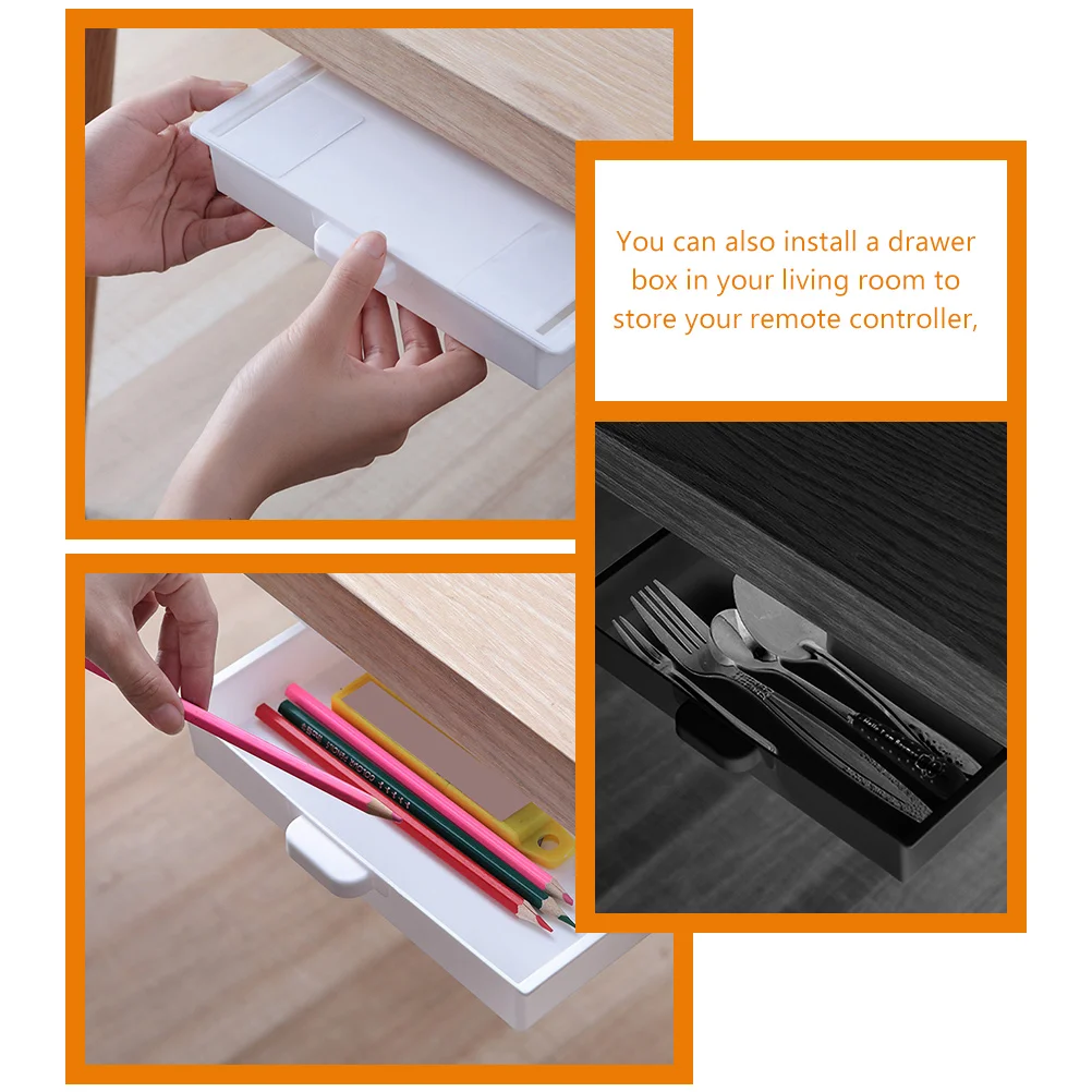 2Pcs Under Desk Organizer Box Multi-Functional Storage Drawer for Desk Accessories Makeup Jewelry Lipstick Remote Control