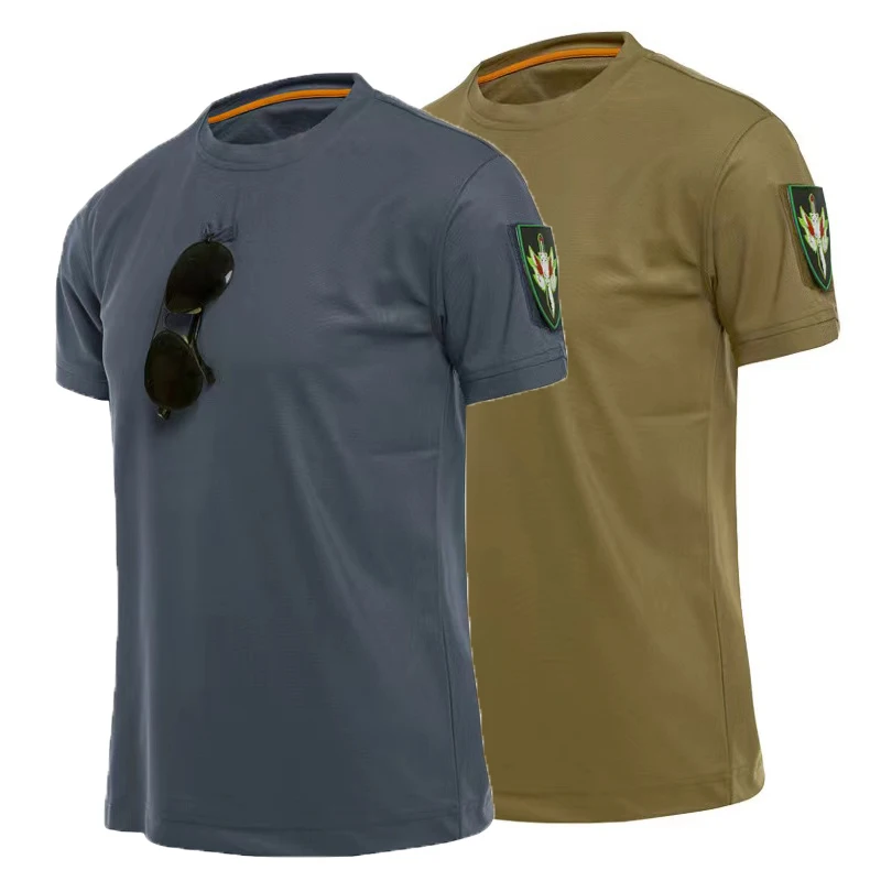 Men's Summer Fast Dry Pullerover O-Neck Tees Breathable Tactical Camping Trekking Hiking Climbing Quick Dry Sport T-Shirt