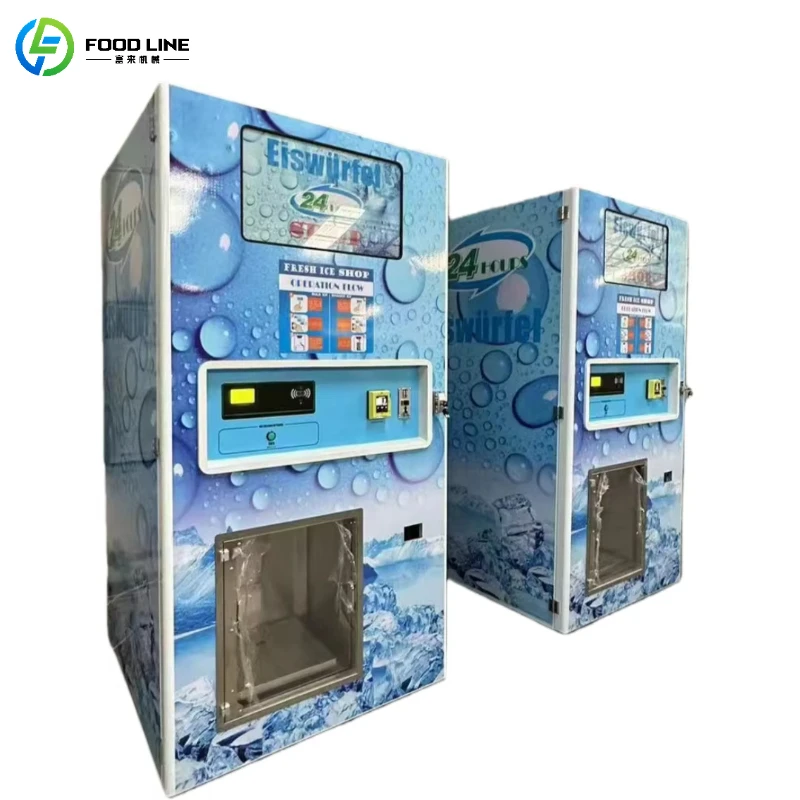 Customized 24 Hours Self Service Cube Bagged Ice Vending Machines with Auto Bag and Auto Seal Ice Cube Vending Machines