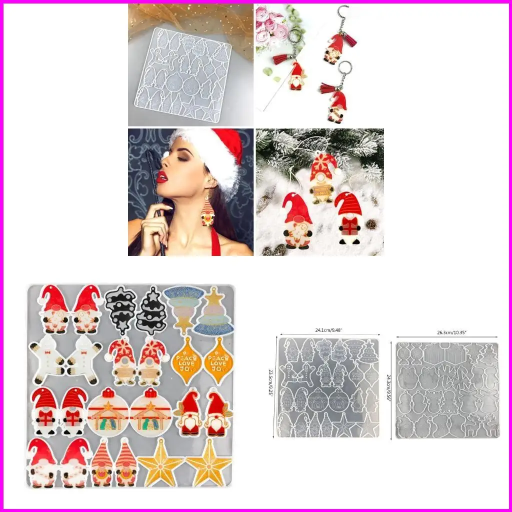 

Christmas Earrings Epoxy Resin Mold Xmas Ear Danglers Pendants Silicone Mould DIY Crafts Jewelry Necklace Casting Tools
