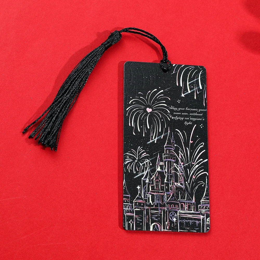 Black Tassel Fireworks Bookmark Acrylic Bookmark Protector Page for Book Lovers Reading Marker Teacher Family Memorial Gift