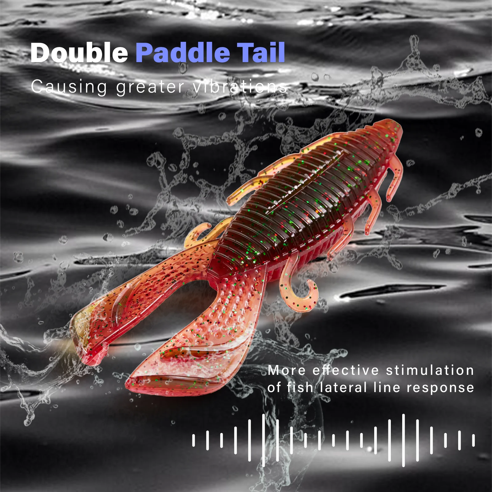 SOLOKING 6pcs/lot Plastic Soft Lure 9.3g 89mm Fat Worm Bug Bait Double T Tail Add Attractant Lure for Bass Fishing