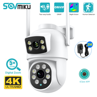 SOVMIKU 8MP 4K PTZ IP Camera Dual Lens 5X Zoom Night Vision ONVIF Auto Tracking WiFi Surveillance Camera Security Protection