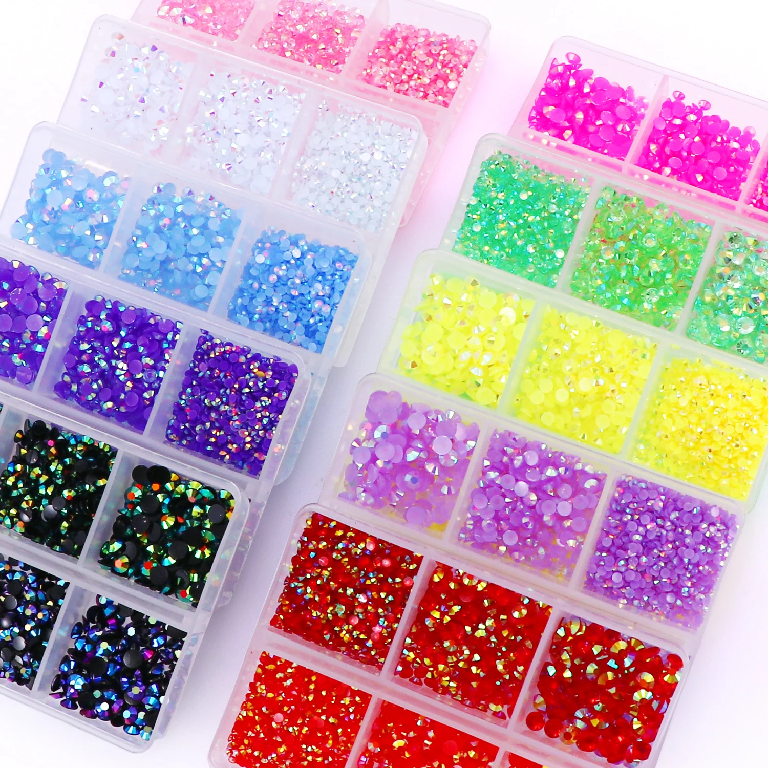 2700Pcs/Box 2/3/4mm AB Jelly Nail Rhinestones Resin Flatback Clear Nail Gem Stone for DIY Nail Art Decoration Accessories