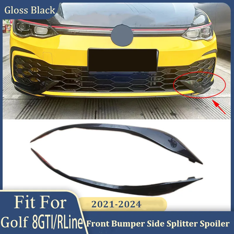 

Накладка на передний бампер, боковой сплиттер, спойлер, нож, крышка противотуманной фары для VW Golf MK8 8 GTI R-LINE 2021-2024, комплекты крышек противотуманных фар