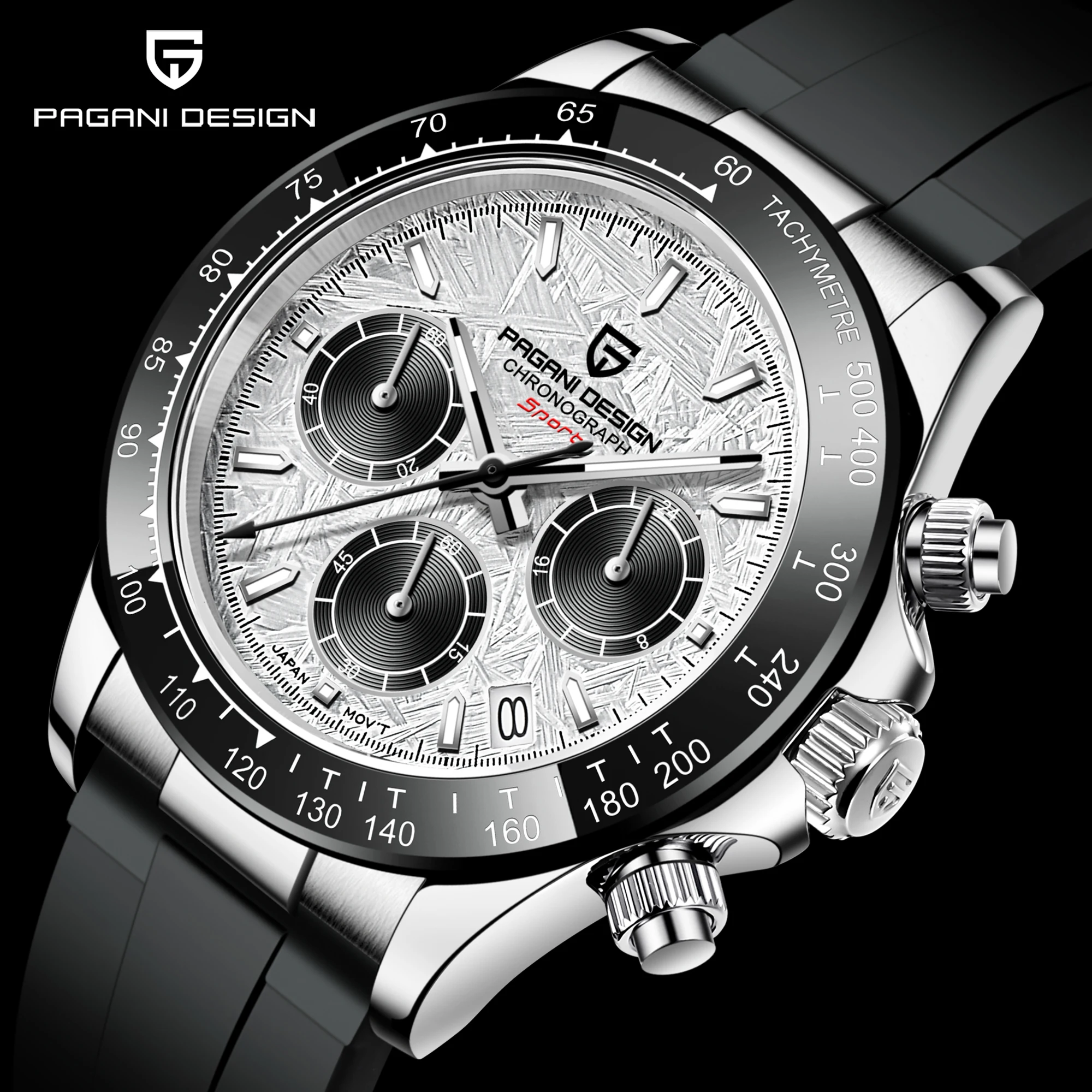 PAGANI DESIGN New Gold Blue Luxury Quartz Watch For Men Gift Box VK63 Movt Chronograph Sapphire Crystal Stainless Steel Watch