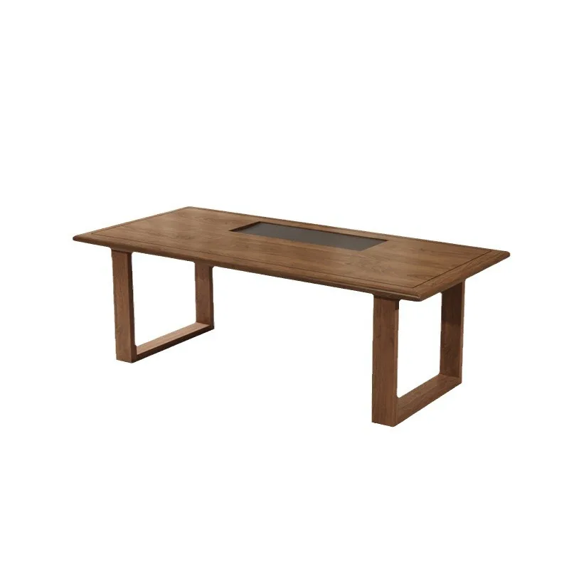 

Solid wood dining table large board new Chinese coffee table Zen casual meeting guests Kung Fu rectangular tea table