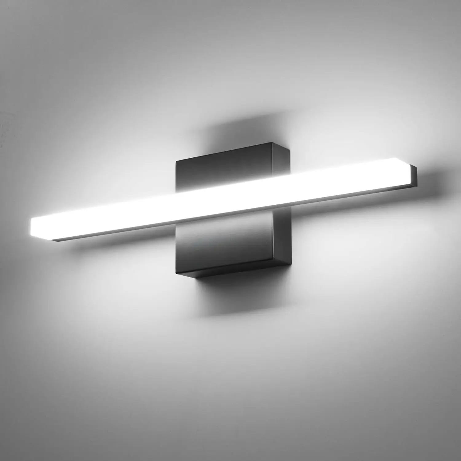 

16" 9W LED Black Vanity Light Bar, IP44 Bathroom Fixture Over Mirror, 6000K Cool White