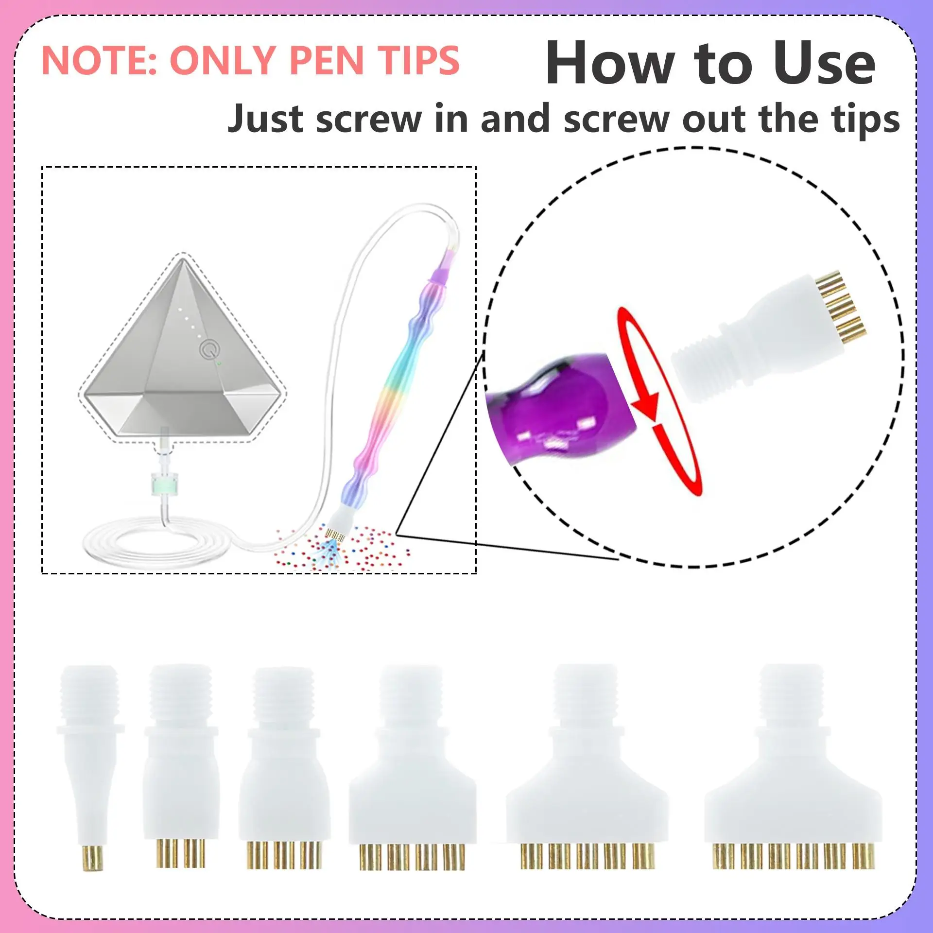 1/2/3/4/5/6 Diamond Painting Vacuum Pen Tip Set Tools, Vacuum Diamond Painting Pen Replacement Kit: Includes 6 Replacement Pen Tips - view 5