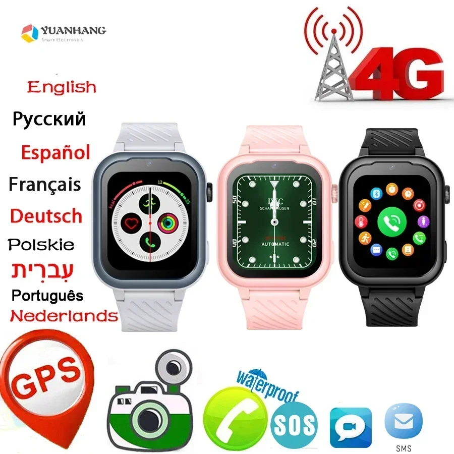 IP67 Waterproof Smart 4G GPS WIFI Tracker Locate Kid Student Remote Camera Monitor Smartwatch Video Call SMS Android Phone Watch