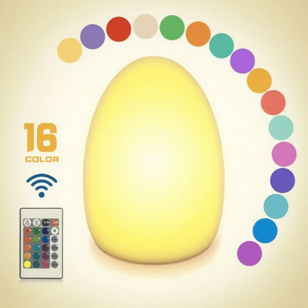 

Waterproof 16 Color Egg Shape Night Light Cordless Egg Shape Bar Table Night Light Outdoor for Dinner Restaurant Bar Decor