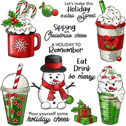 Mangocraft Christmas Winter Snowman Drinks Cutting Dies Clear Stamp DIY Scrapbooking Metal Dies Silicone Stamp For Cards Albums