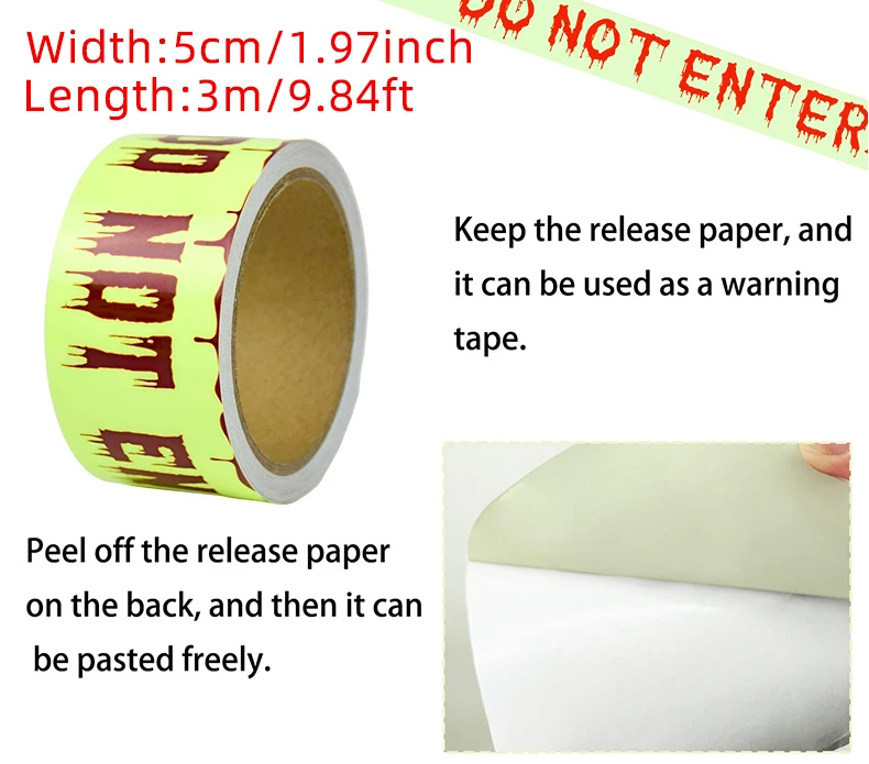Halloween Glow in the Dark Tape Skull Warning Do Not Enter Danger Haunted House Keep Out Luminous Party Decoration