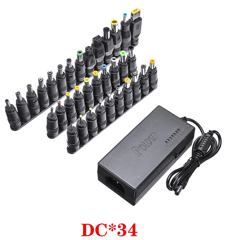 34Pcs Universal Power Adapter 96W 12V To 24V Adjustable Portable Charger Notebook Adjustable Power Supply Adapter Universal