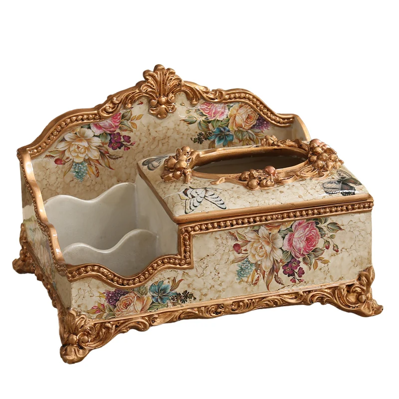 

Multifunctional tissue box, home retro luxury ornament, living room remote control, storage box, napkin box, pumping carton.