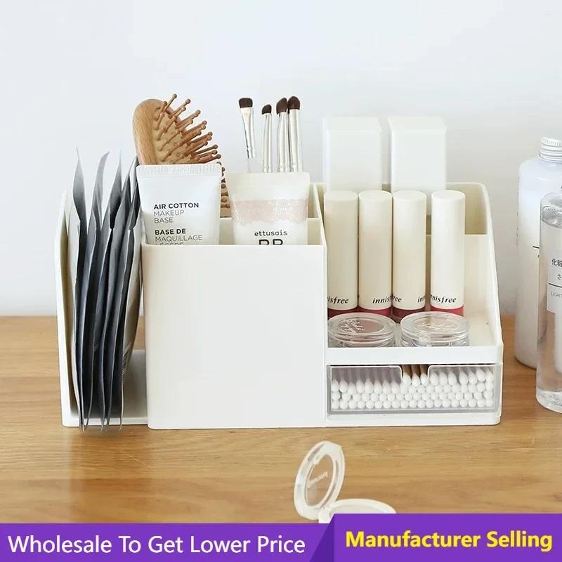 2in1 Pen Holder Desk Organizer Stationery Desk Large Capacity Desk With Drawer and Bookshelf Office Supplies Organizer Holder