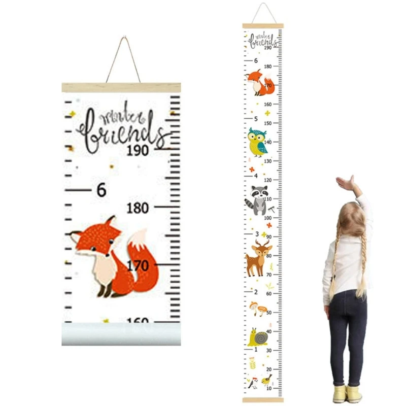 Infant Growth Recording Chart Cartoon Animal Hanging Ruler for Childhood Memory DXAF