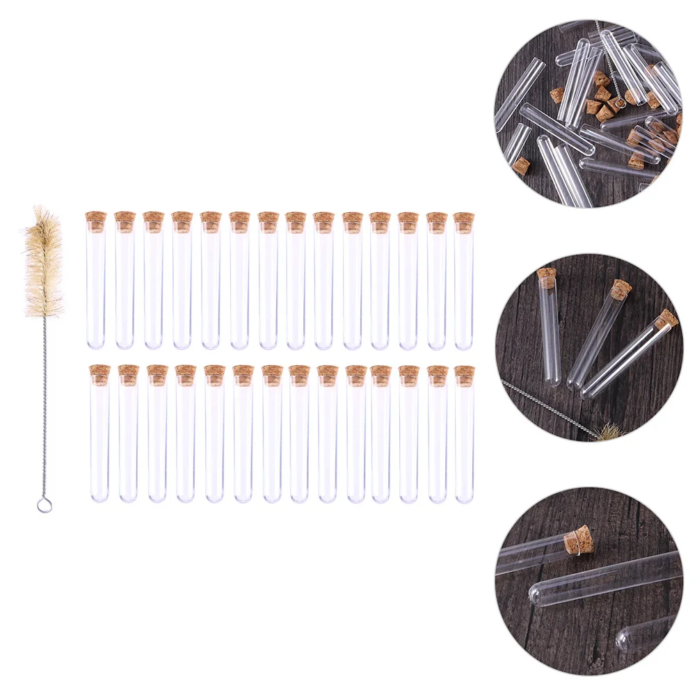 

100Pcs Plastic Test Tubes with Stopper Science Experiment Equipment Liquid Container Storage Tube for Laboratory School Travel