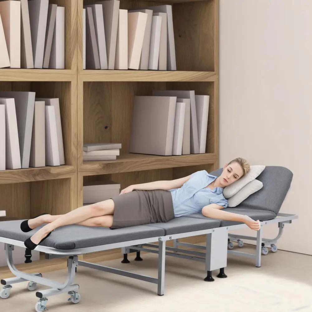 

Folding Beds For Office Portable Single Chair Bed With Wheels Ortable Metal Fram Strong Load Bearing Foldable Chaise