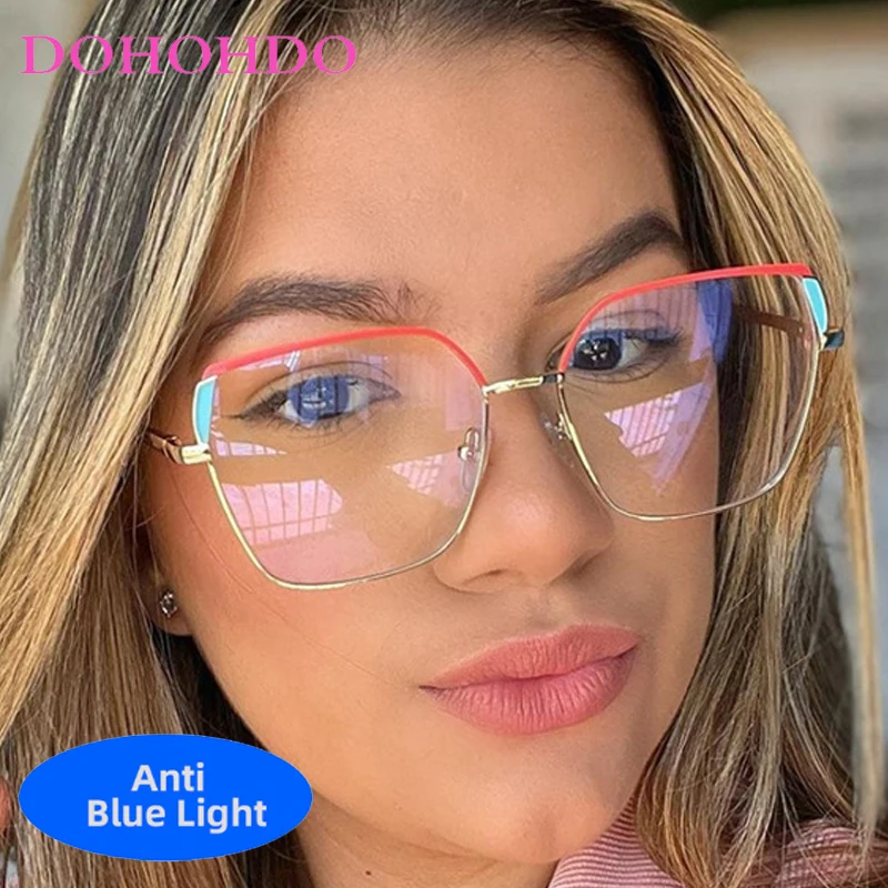 

Vintage Big Frame Square Metal Blue Light Blocking Glasses Women Men Trendy Luxury Computer Eye Protection Eyewear Очки Lentes