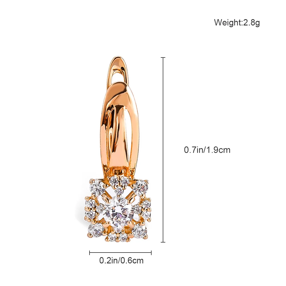 Unique Square Crystal Flower Earrings For Women 585 Gold Plated Natural Zircon Drop Earrings Shimmering Jewelry Gift For Women