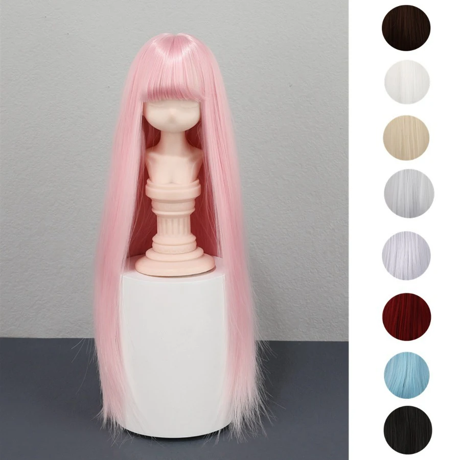 BJD/SD Doll Wig Flat Bangs Long Straight Hair 1/3，1/4，1/6 DIY Cross Dressing Doll Accessories Wig Cover Girl's Birthday Gift