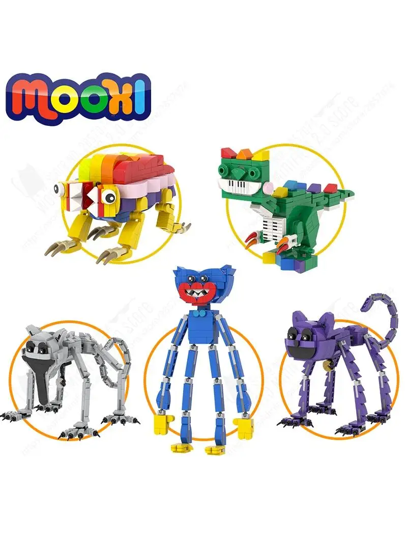 MOOXI Poppy Playtime Gra Horror Koty Dinozaury Model MOC DIY Klocki do Składania Edukacyjna Figurka Zabawka — 2