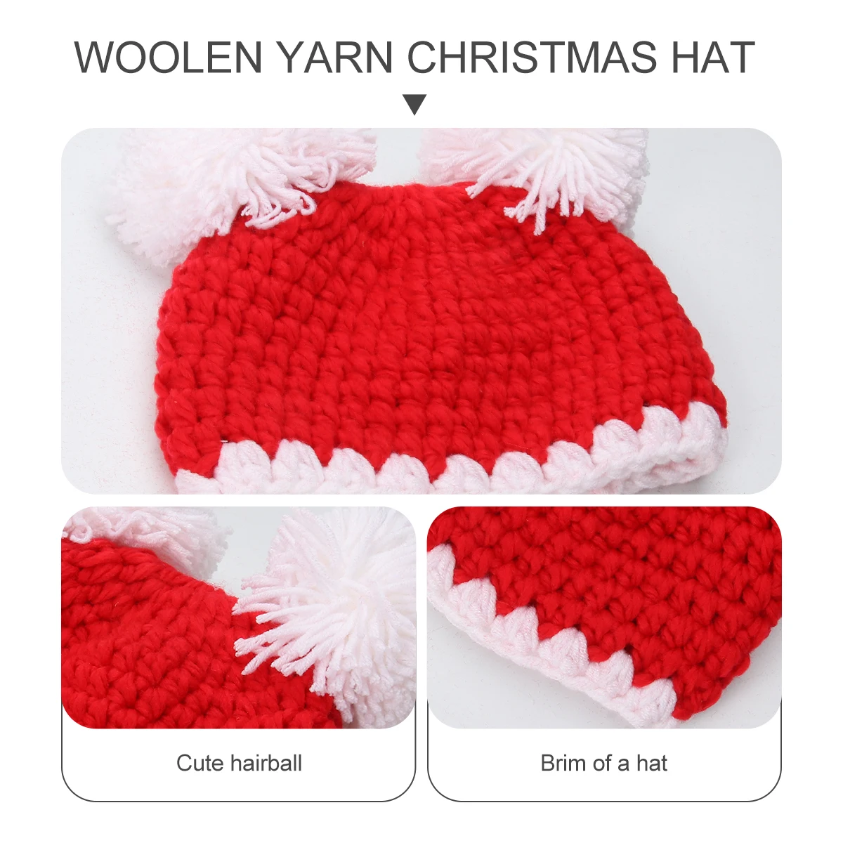

Christmas Hats for Kids 37-39cm Head Circumference Soft Woolen Yarn Cap Baby Toddler Hat Pompom Santa Warm Comfortable Sweat