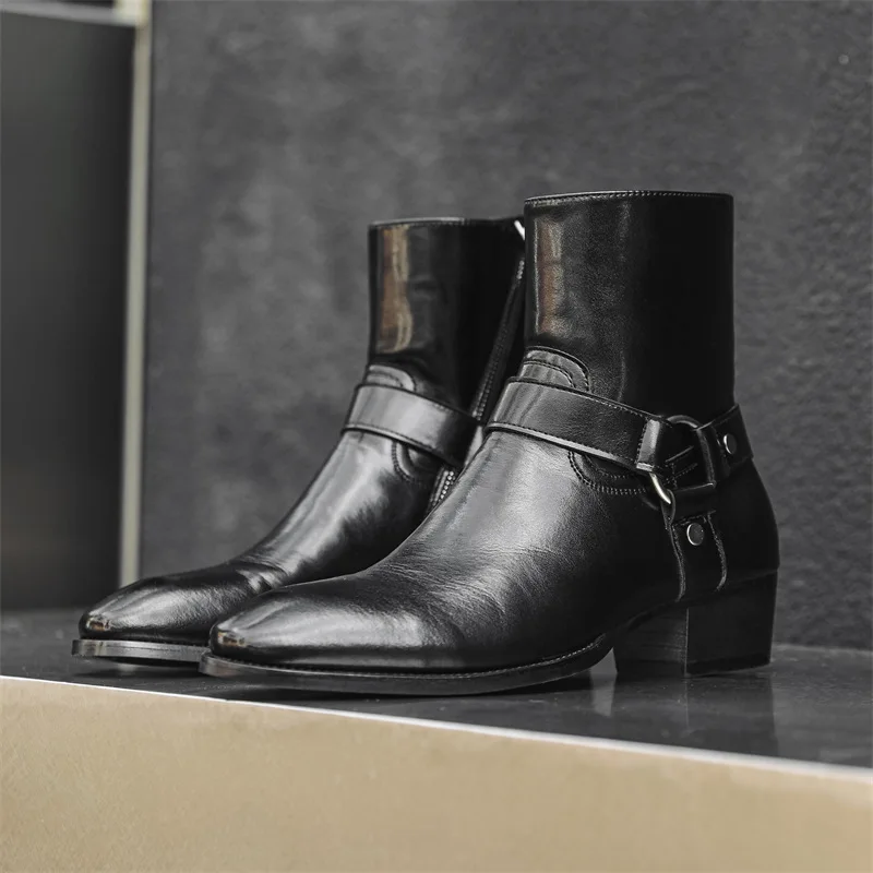 size 39-46 mens designer western boots man cowboy boots ankle black chelsea boots for man motorcycle botas para hombre botines